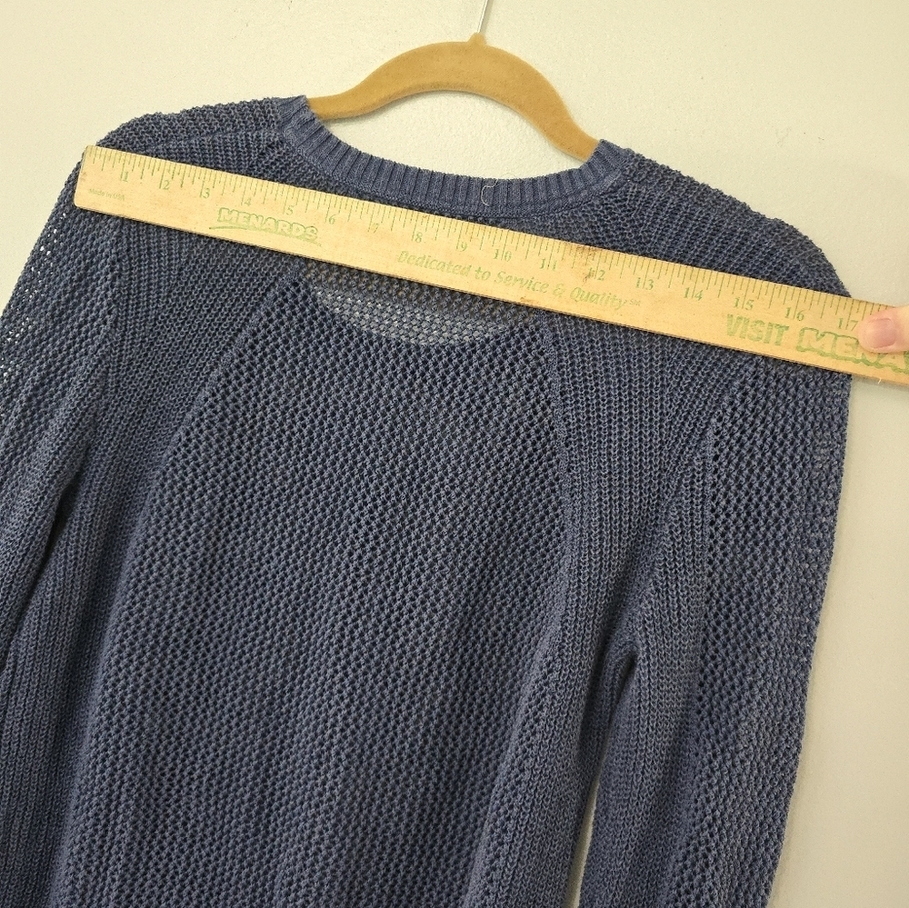 Athleta Size Small Navy Blue Mesh Pullover Sweater Crewneck - Picture 9 of 10